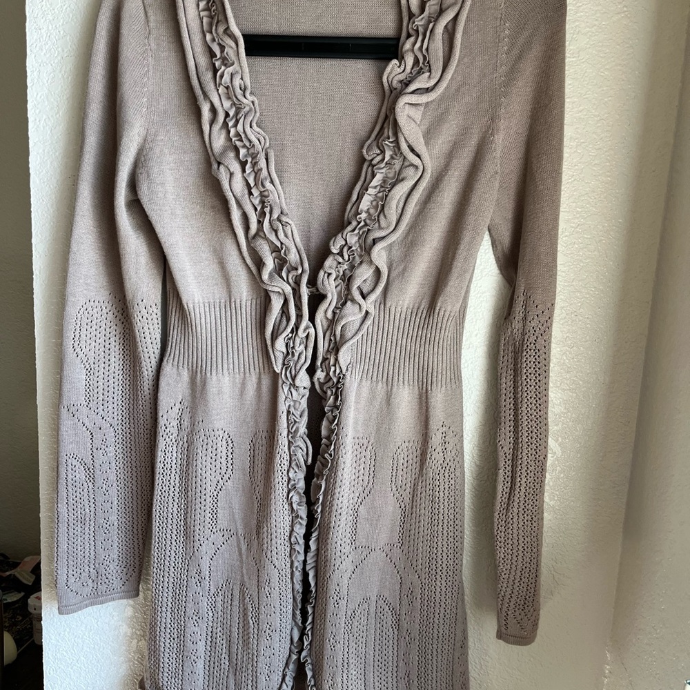 INC International Concept Ruffled Knit Cardigan Size Small
